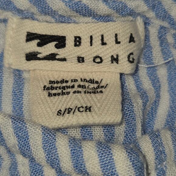 Billa bong Button Front Striped Small Sundress Blue White Beach Nautical Coastal - Picture 2 of 10